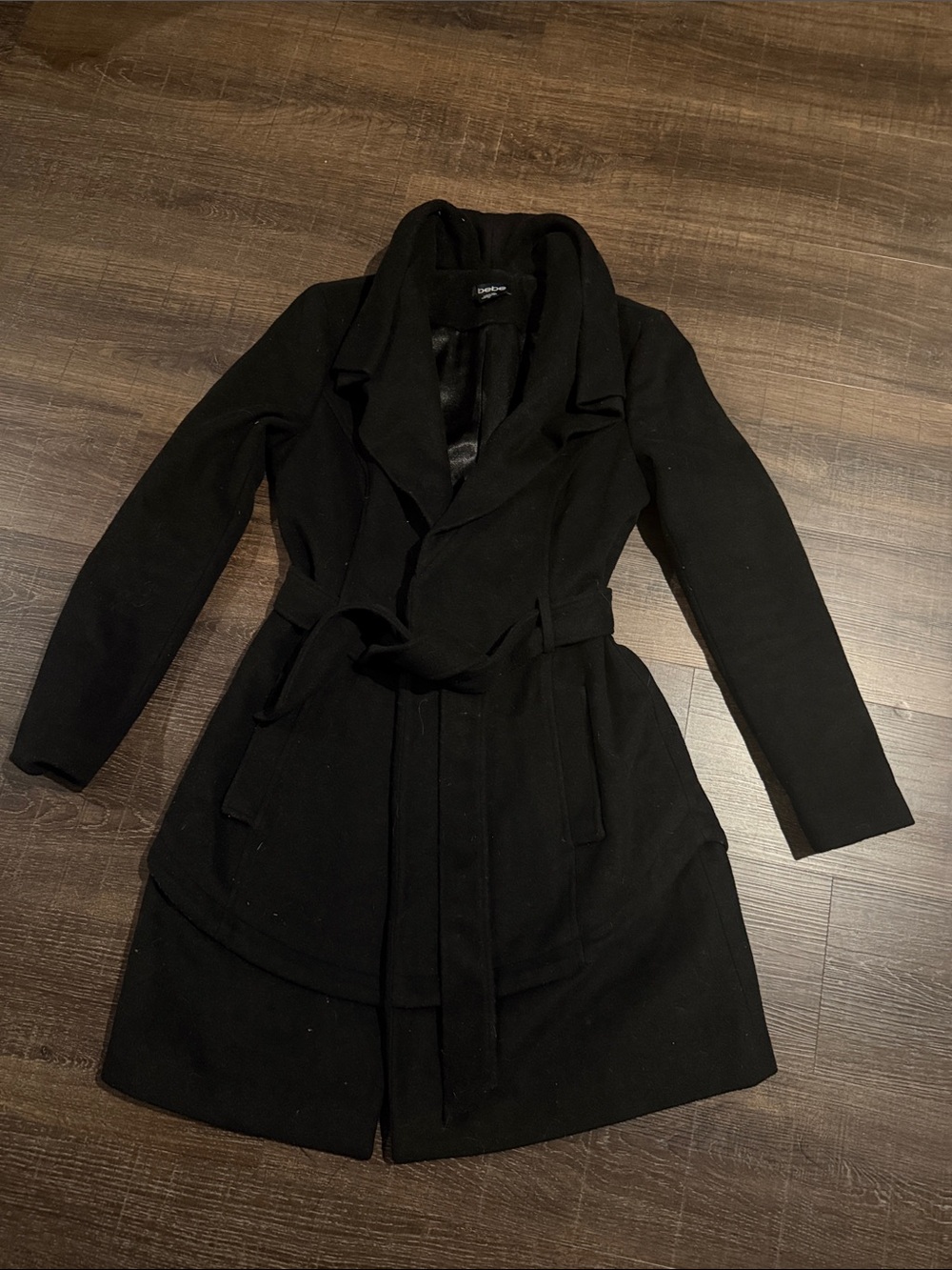 bebe Black Belted Trench Coat